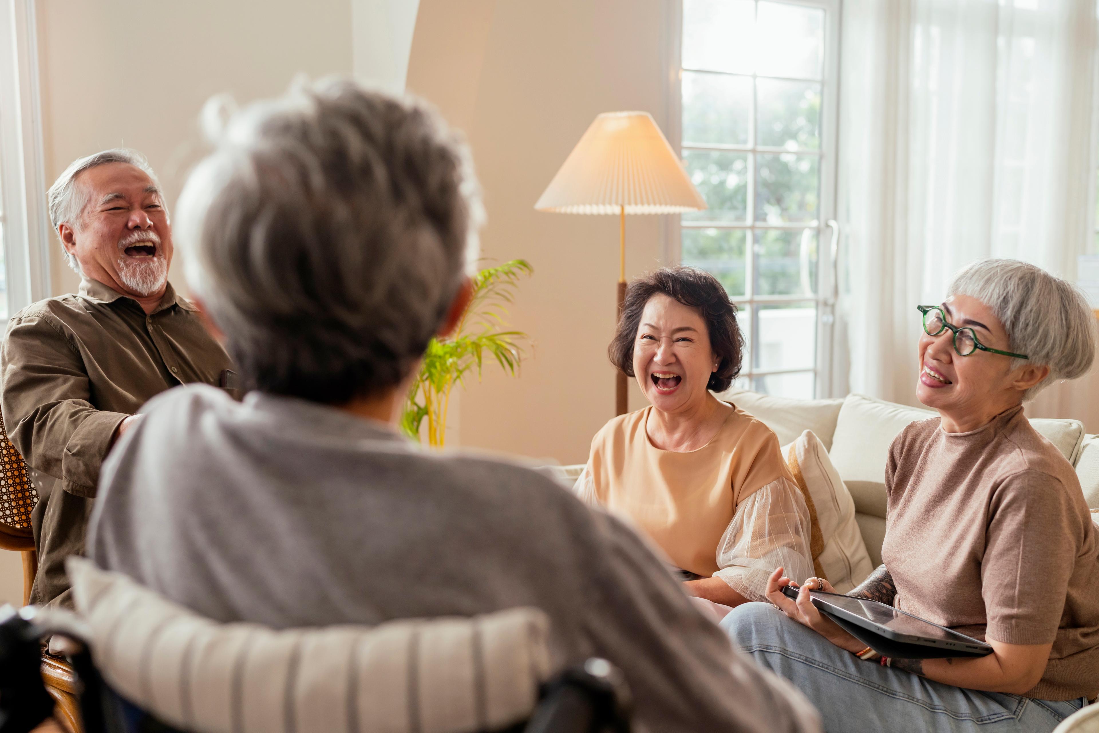 Asian Elderly Group Living Room
